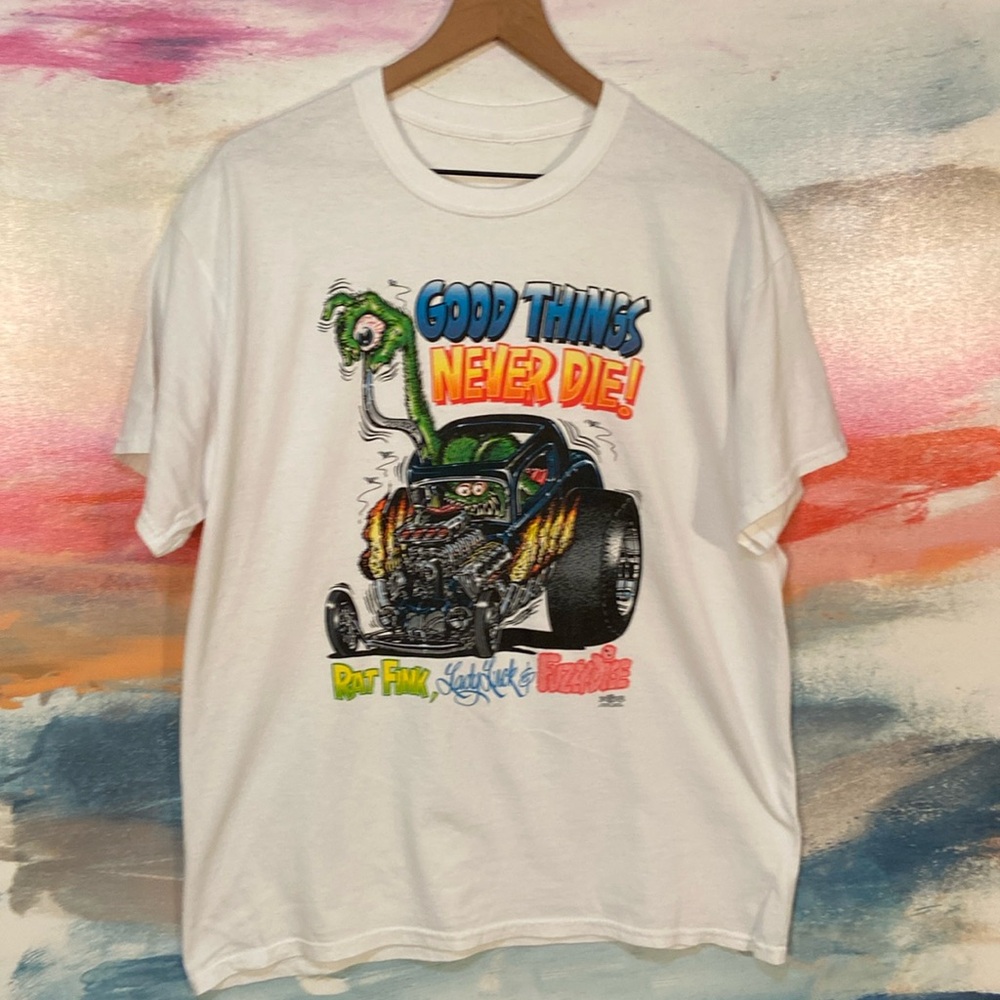 🔥EC🔥2008 Rat Fink Good Things Never Die Crewneck T-shirt.